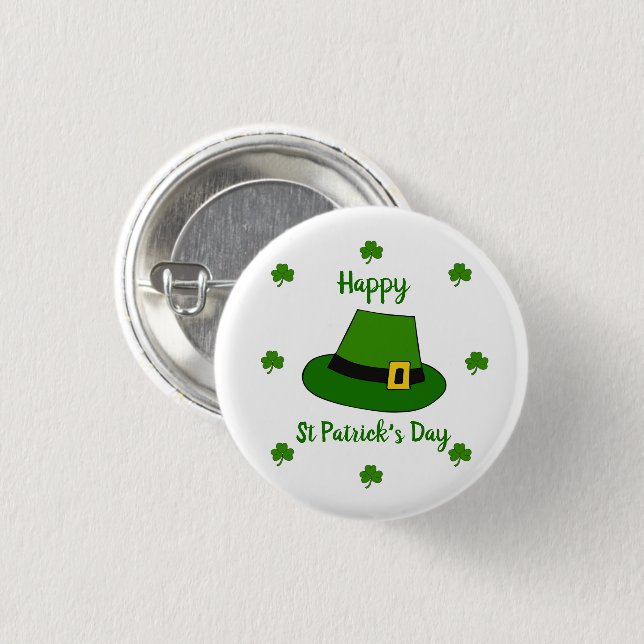 Minimalistisk Cute Lycklig St patrick's day Knapp (Framsida & baksida)