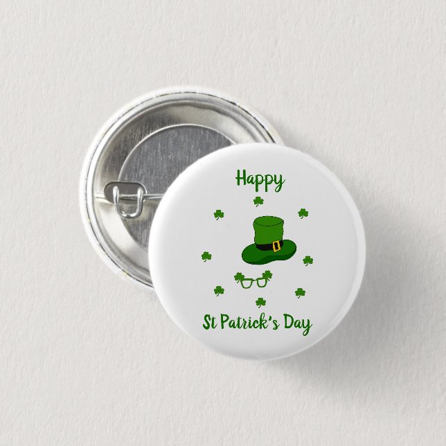 Minimalistisk Cute Lycklig St patrick's day Knapp (Framsida & baksida)