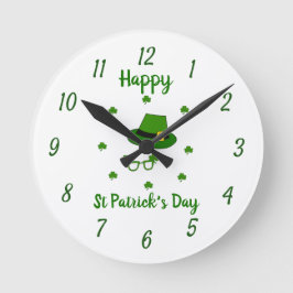 Minimalistisk Cute Lycklig St patrick's day Rund Klocka