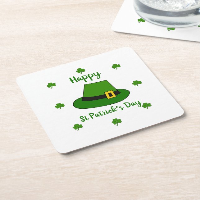 Minimalistisk Cute Lycklig St patrick's day Underlägg Papper Kvadrat (Vinklad)