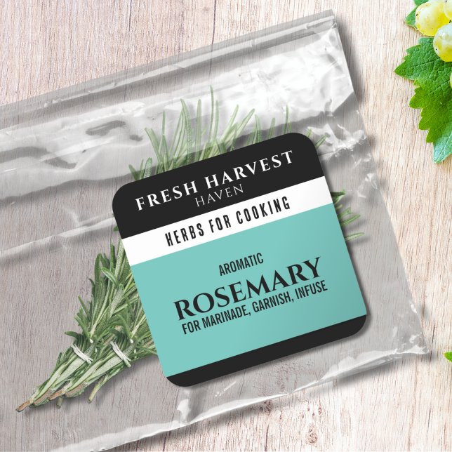 Minimalistisk cyan Herb Fyrkantigt Klistermärke (Skapare uppladdad)