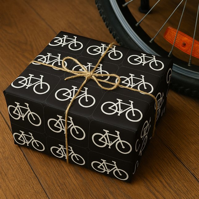 Minimalistisk cykel svart och vit cykelsymbol presentpapper (Skapare uppladdad)