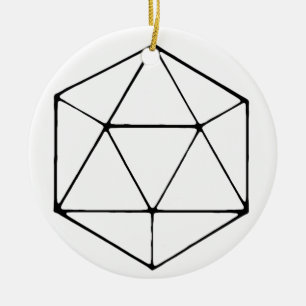 Minimalistisk D20 Design Tabletop Gamer Geek Julgransprydnad Keramik
