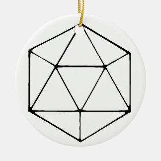 Minimalistisk D20 Design Tabletop Gamer Geek Julgransprydnad Keramik