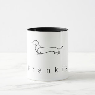 Minimalistisk Dachshund Anpassat Namn Modern En Mugg