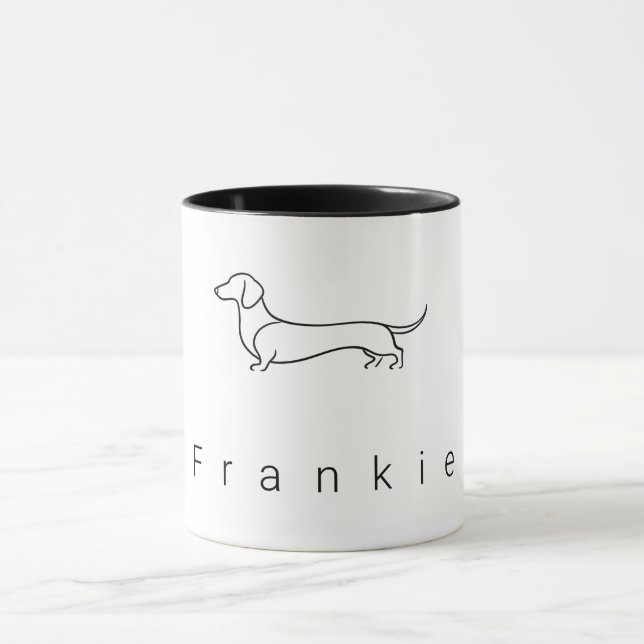 Minimalistisk Dachshund Anpassat Namn  | Modern En Mugg (Center)