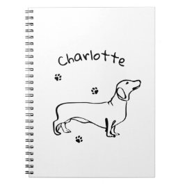Minimalistisk Dachshund Art - Din text, Stil Anteckningsbok