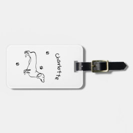 Minimalistisk Dachshund Art - Din text, Stil Bagagebricka