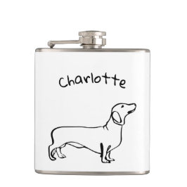 Minimalistisk Dachshund Art - Din text, Stil Fickplunta