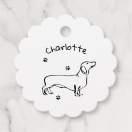 Minimalistisk Dachshund Art - Din text, Stil Gåvor Etiketter