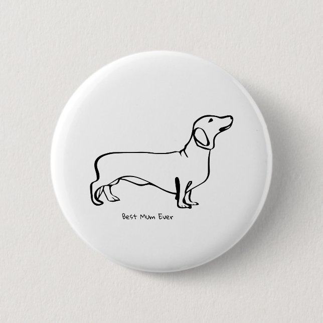 Minimalistisk Dachshund Art - Din text, Stil Knapp (Framsida)