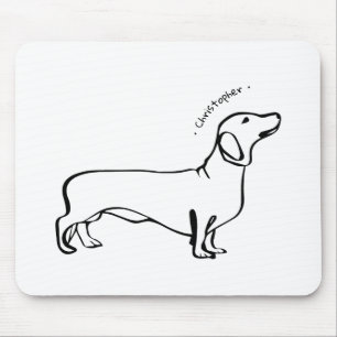 Minimalistisk Dachshund Art - Din text, Stil Musmatta