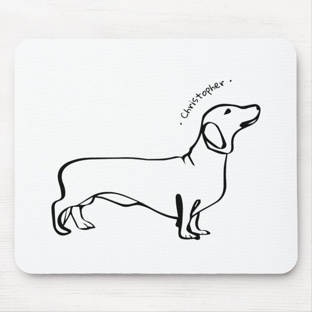 Minimalistisk Dachshund Art - Din text, Stil Musmatta (Framsidan)