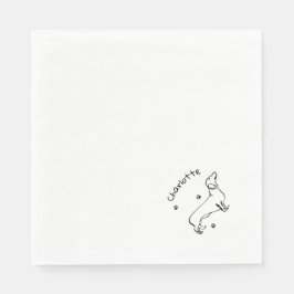 Minimalistisk Dachshund Art - Din text, Stil Pappersservett