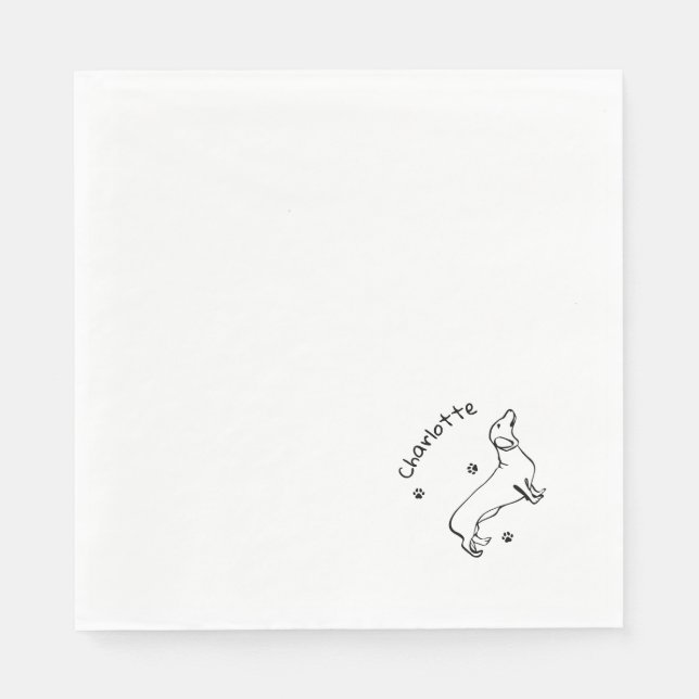 Minimalistisk Dachshund Art - Din text, Stil Pappersservett (Framsidan)