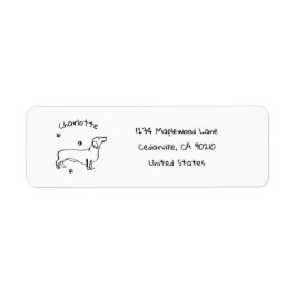Minimalistisk Dachshund Art - Din text, Stil Returadress Etikett