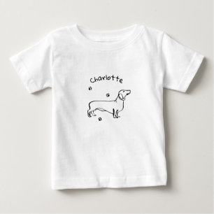 Minimalistisk Dachshund Art - Din text, Stil T Shirt