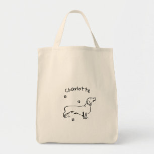 Minimalistisk Dachshund Art - Din text, Stil Tygkasse