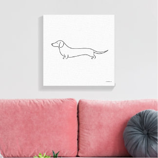 Minimalistisk Dachshund Enkel Linje Konst Canvastr Canvastryck