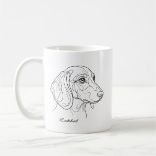Minimalistisk Dachshund Linjedragning Anpassat Hus Kaffemugg