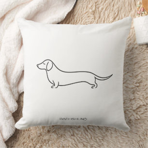 Minimalistisk Dachshund Singellinje Konst Kuddcove Kudde