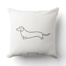 Minimalistisk Dachshund Singellinje Konst Kuddcove