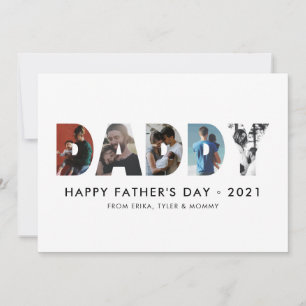 Minimalistisk DADDY Photo Collage Lycklig Fars dag Kort
