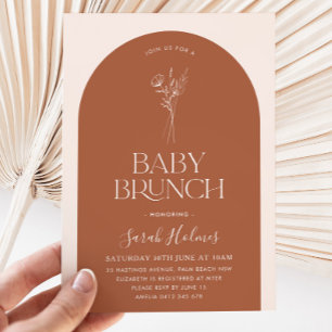 Minimalistisk dagbok över arch Baby Brunch babyklä Inbjudningar