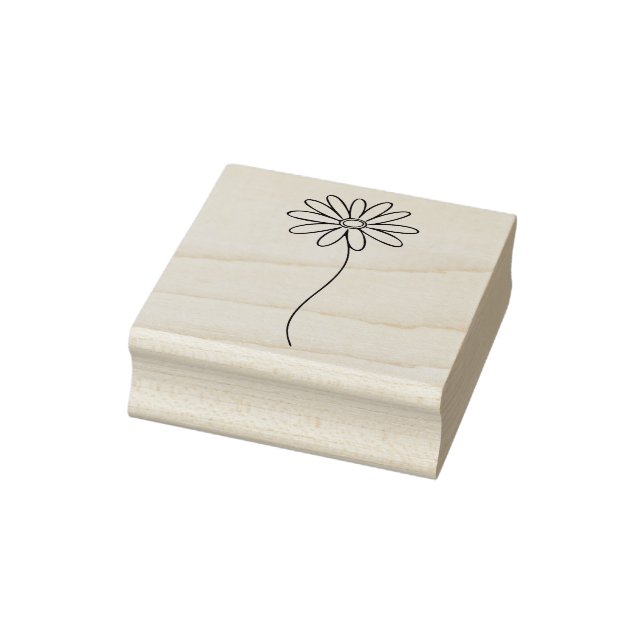 Minimalistisk Daisy Blommig Linje Konst  Stämpel (Stämpel)