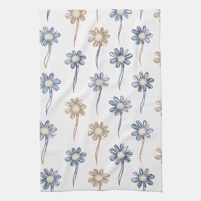 Minimalistisk Daisy Blommönster (5) Kökshandduk (Vertikal)