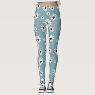 Minimalistisk Daisy Blommönster (6) Leggings