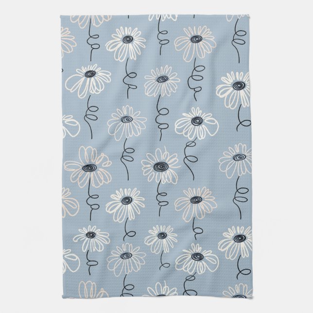 Minimalistisk Daisy Blommönster (7) Kökshandduk (Vertikal)