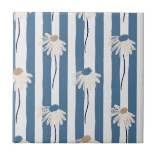 Minimalistisk Daisy Blommönster (8) Kakelplatta