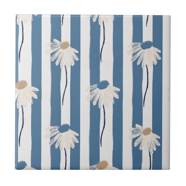 Minimalistisk Daisy Blommönster (8) Kakelplatta (Framsidan)