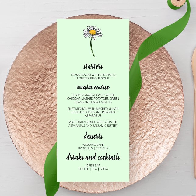 Minimalistisk Daisy Bröllop Meny (Skapare uppladdad)