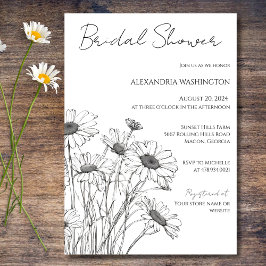 Minimalistisk Daisy Inbjudningskort för möhippan