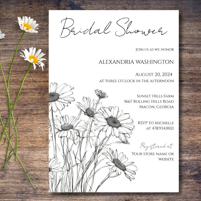 Minimalistisk Daisy Inbjudningskort för möhippan (Skapare uppladdad)