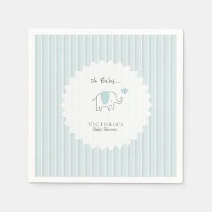 Minimalistisk dammig blå 'Åh baby' elefant-babysho Pappersservett