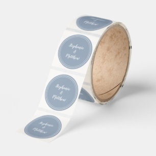Minimalistisk dammig blå bröllagsgåva modern runt klistermärke