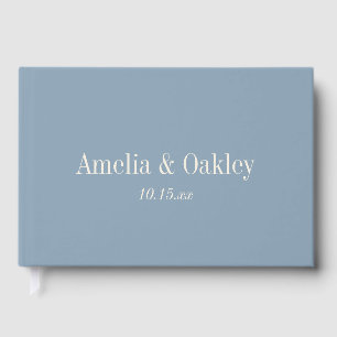 Minimalistisk dammig blå elegant anpassad bröllop gästböcker
