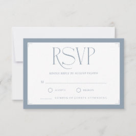 Minimalistisk dammig blå elegant monogram bröllop OSA kort