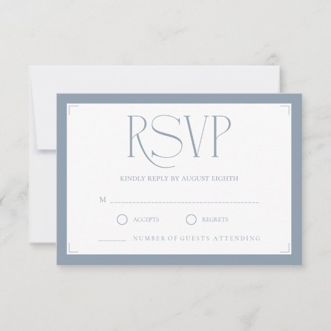 Minimalistisk dammig blå elegant monogram bröllop  OSA kort (Framsida)