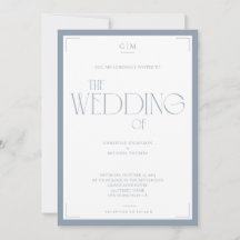Minimalistisk dammig blå elegant monogram bröllops