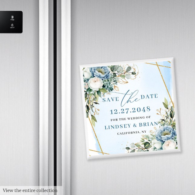 Minimalistisk dammig blå eukalyptus Spara datumet Magnet (Minimalist Dusty Blue Eucalyptus Save The Date Magnet

)