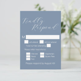 Minimalistisk dammig blå måltidsval högtid OSA kort