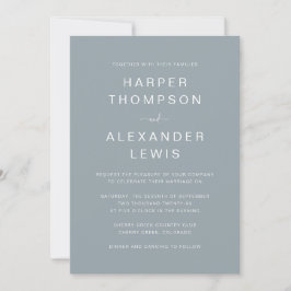 Minimalistisk dammig blå modern typografi bröllop inbjudningar