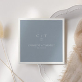 Minimalistisk dammig blå Monogram Initial Bröllop Pappersservett