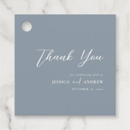 Minimalistisk dammig blå och vit enkel Bröllop Gåvor Etiketter