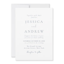 Minimalistisk dammig blå och vit enkel Bröllop