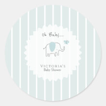 Minimalistisk dammig blå 'Oh Baby' Elefant Bebis S